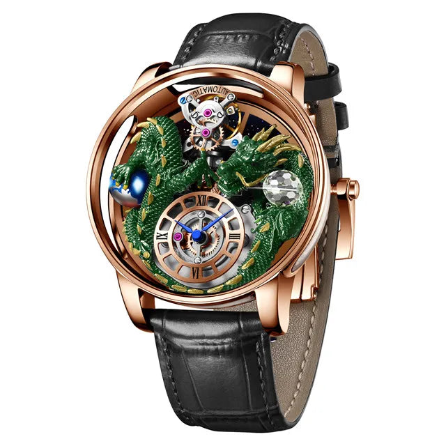 PINDU 3D Dragon Earth Quartz Watch – Celestial Transparent Design