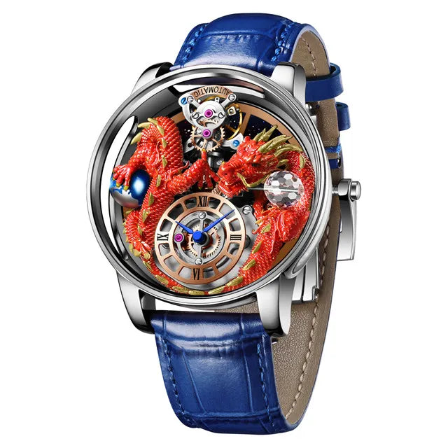 PINDU 3D Dragon Earth Quartz Watch – Celestial Transparent Design