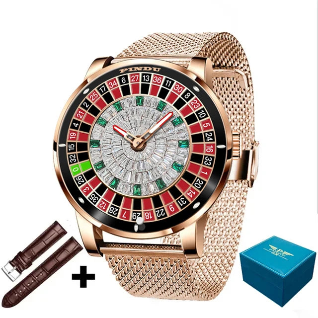 PINDU NH35 Roulette Watch – Rotating Dial, Diamond Hands, Auto Smash Price Shop Men's Watch