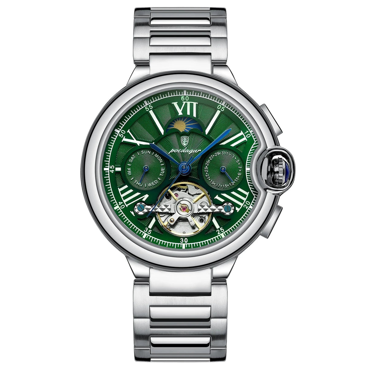POEDAGAR Tourbillon Automatic Watch – Stainless Steel 45MM Smash Price Shop Men's Watch
