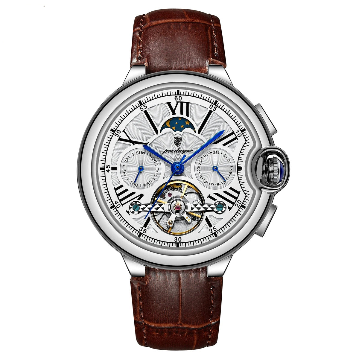 POEDAGAR Tourbillon Automatic Watch – Stainless Steel 45MM Smash Price Shop Men's Watch