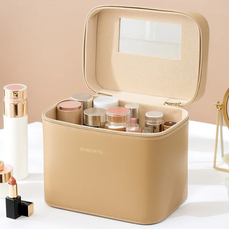 Portable Waterproof Makeup Organizer Bag in Light coffee color single box large [24*17*20] – product image 20