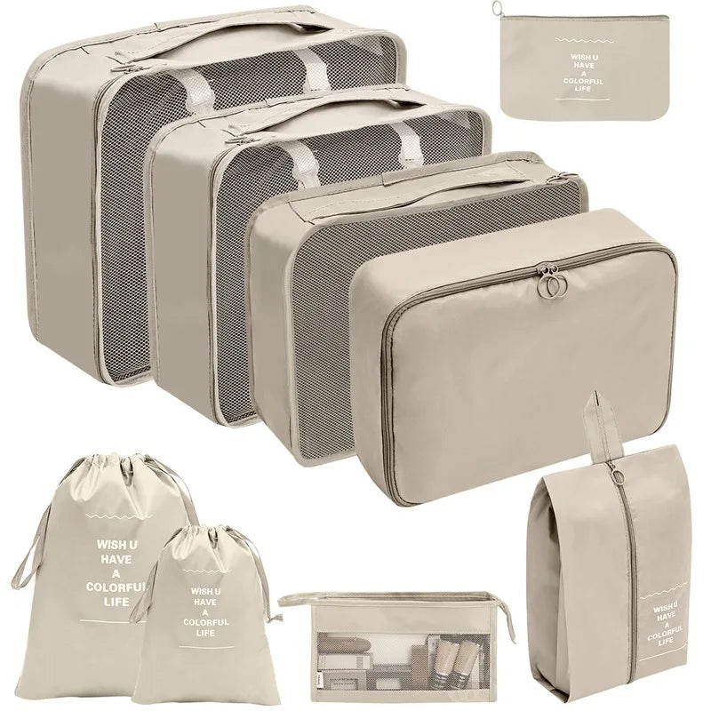 Premium Travel Packing Cubes Organizer Set in 9 pcs beige / GERMANY – product image 26