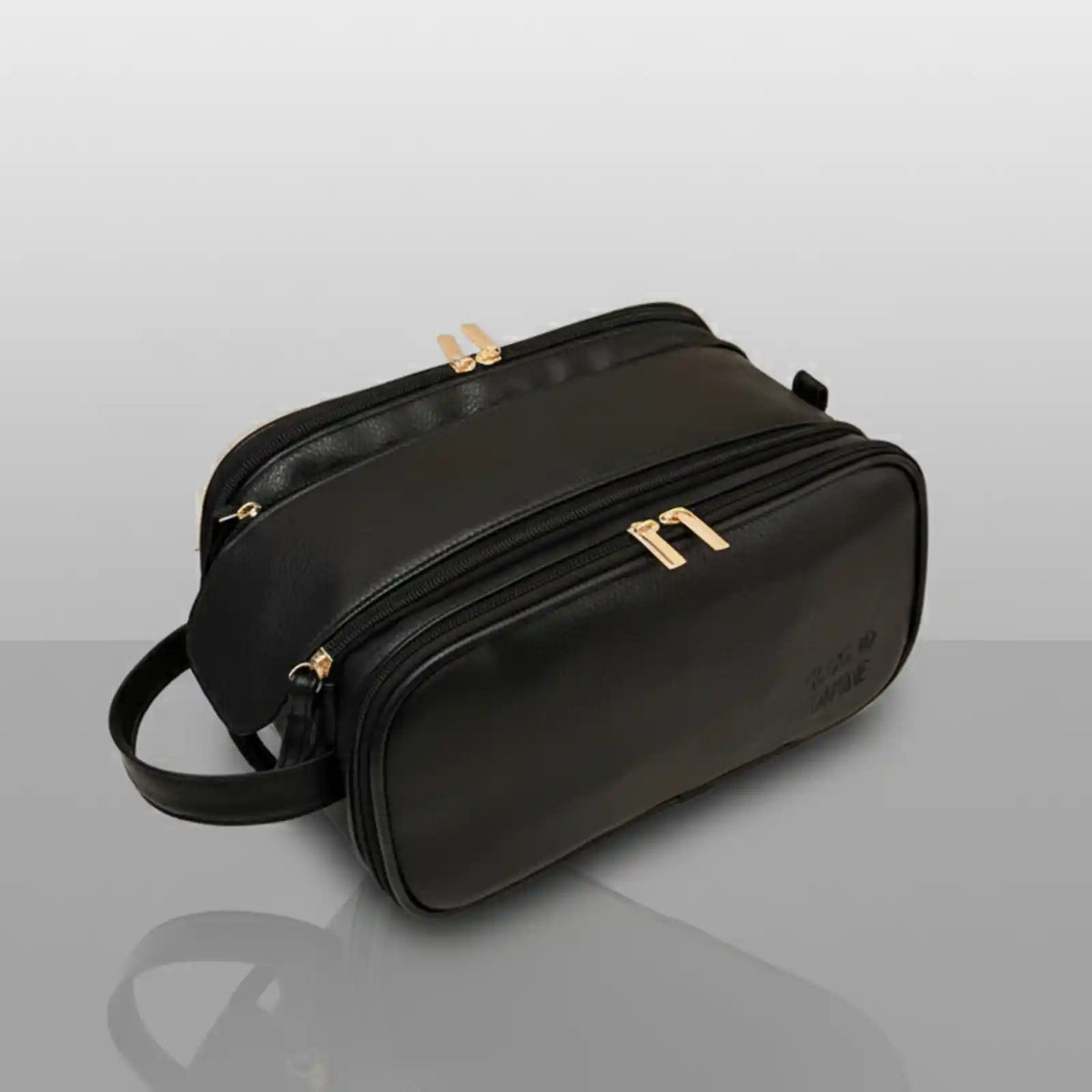PU Leather Double-Zip Travel Makeup Bag