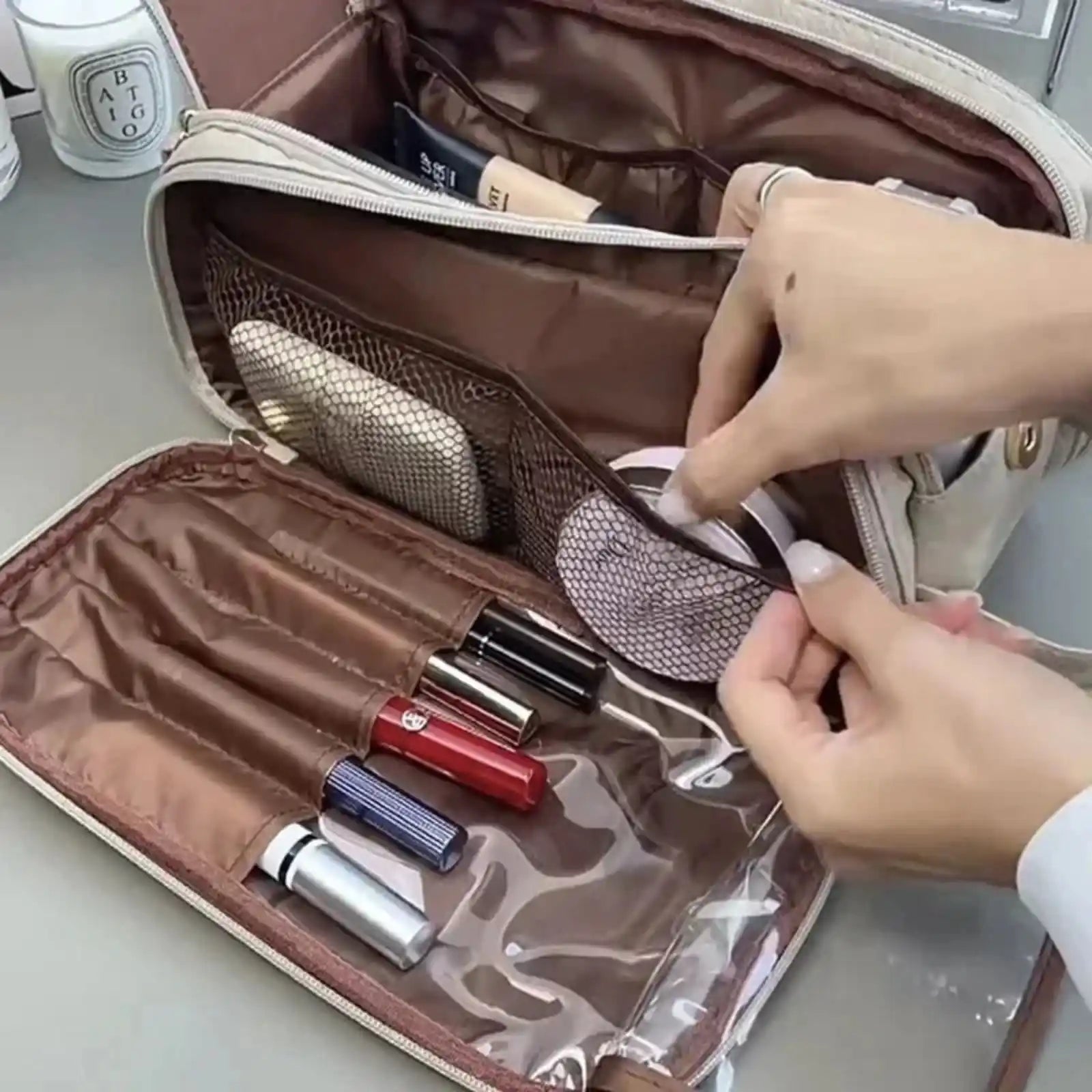 PU Leather Double-Zip Travel Makeup Bag – product image 14