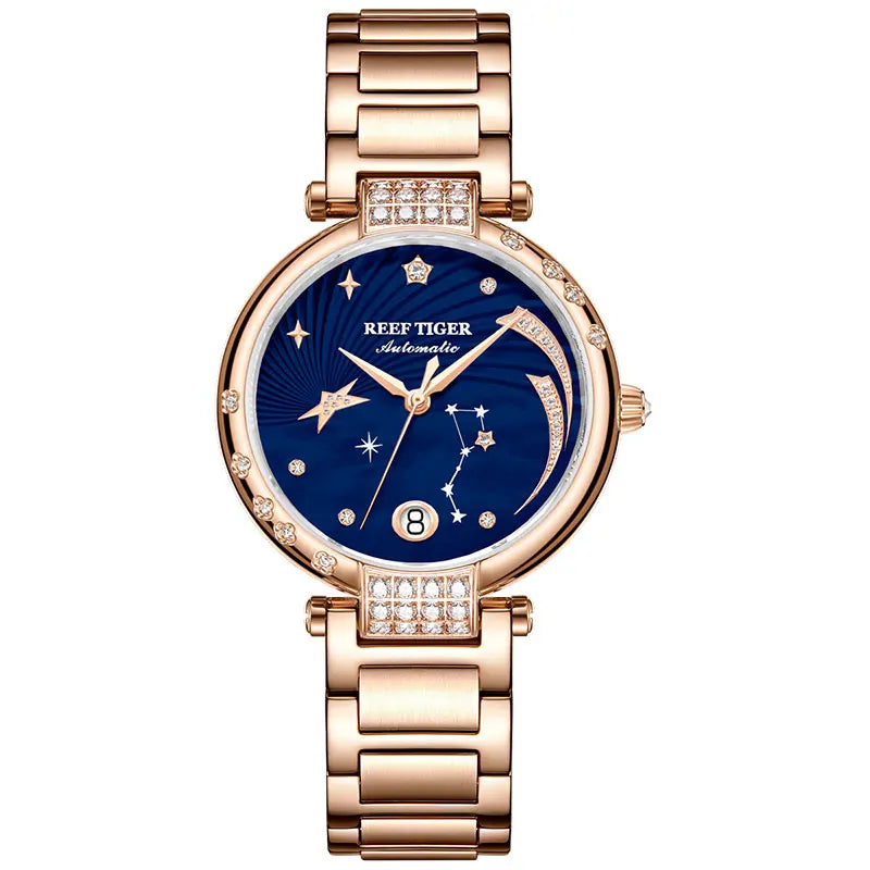 Reef Tiger RGA1592 Women’s Automatic Diamond Watch – White Dial Smash Price Shop Women's Watch