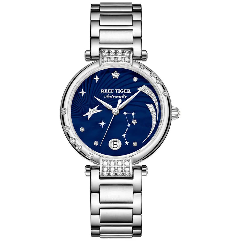 Reef Tiger RGA1592 Women’s Automatic Diamond Watch – White Dial Smash Price Shop Women's Watch