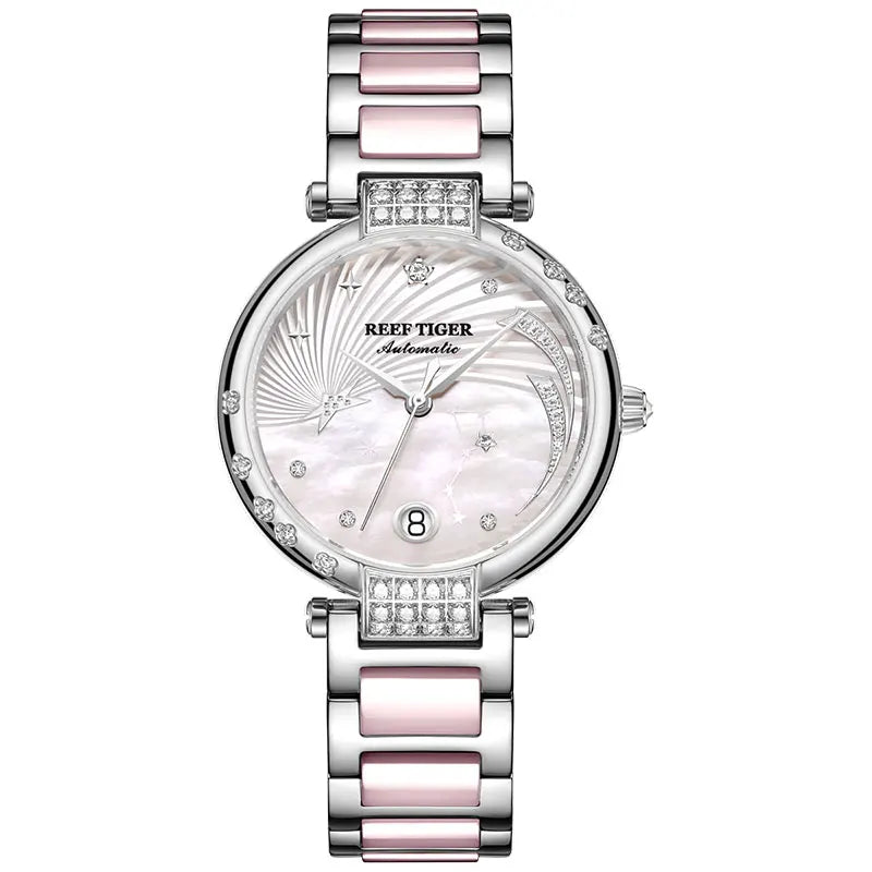 Reef Tiger RGA1592 Women’s Automatic Diamond Watch – White Dial Smash Price Shop Women's Watch