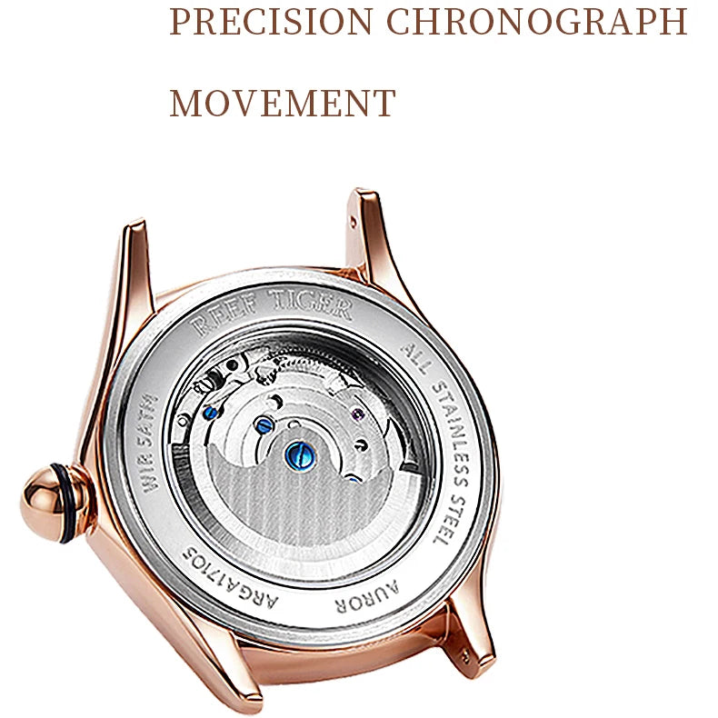 Reef Tiger RGA7105 Ladies Skeleton Watch – 3D Dial, Automatic