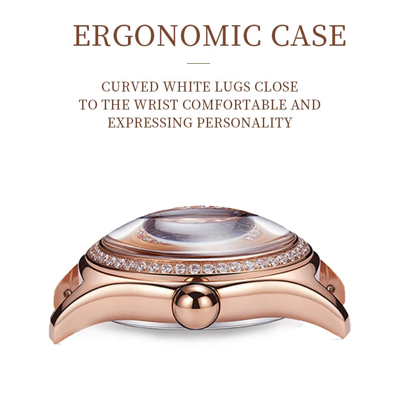 Reef Tiger RGA7105 Ladies Skeleton Watch – 3D Dial, Automatic Smash Price Shop Women's Watch