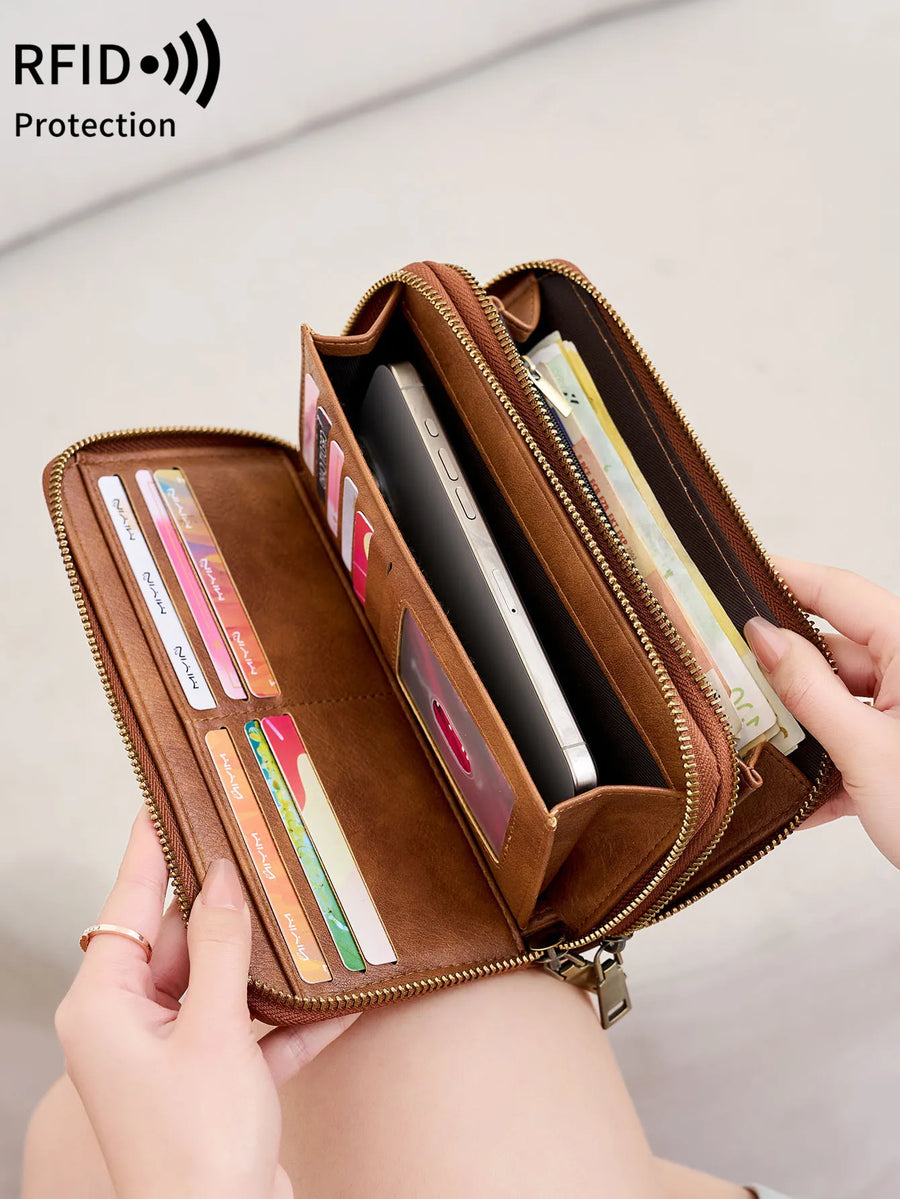 RFID Blocking Double-Zip Long Wallet – product image 1