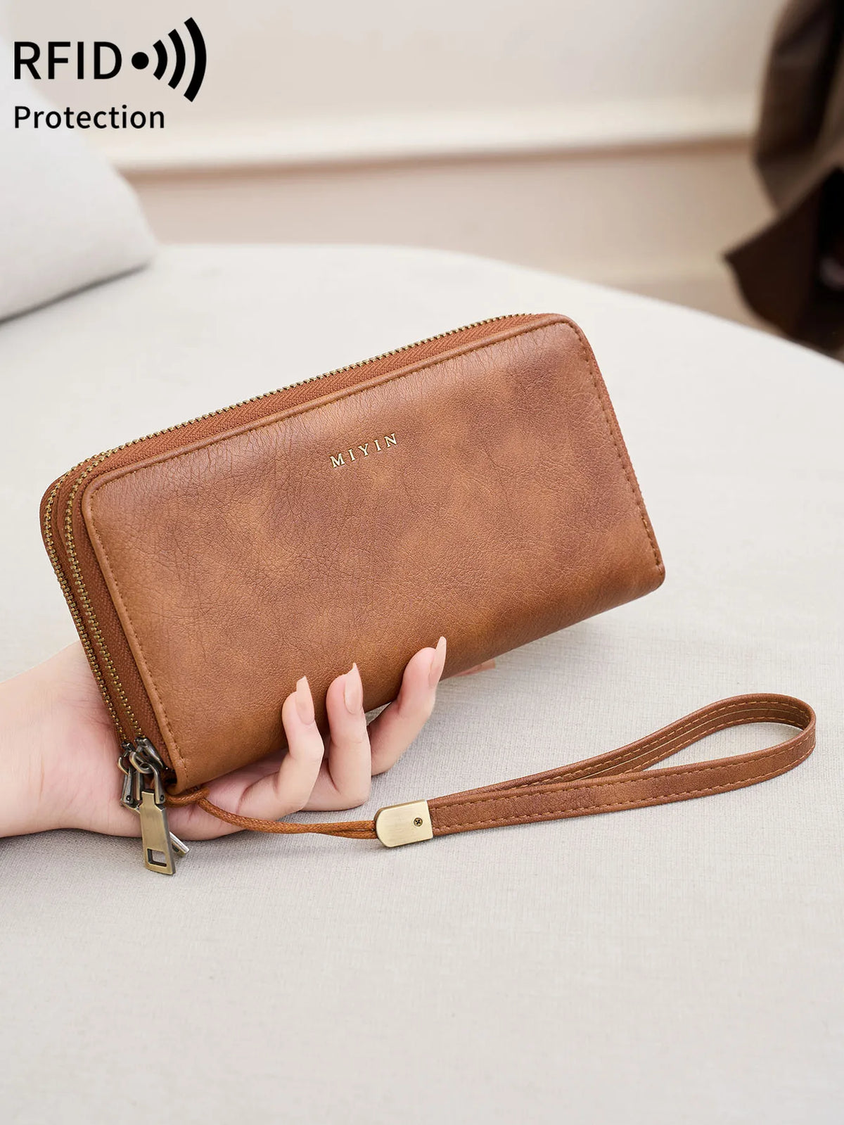 RFID Blocking Double-Zip Long Wallet – product image 2