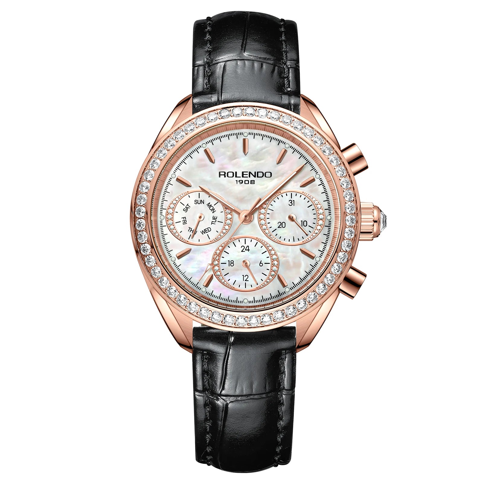 ROLENDO RL7107 Women’s Automatic Watch – Emerald Dial Diamond Luxury Smash Price Shop Women's Watch