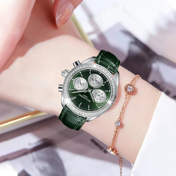 ROLENDO RL7107 Women’s Automatic Watch – Emerald Dial Diamond Luxury