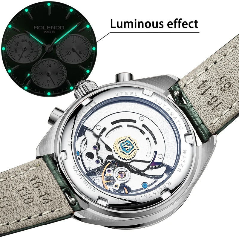 ROLENDO RL7107 Women’s Automatic Watch – Emerald Dial Diamond Luxury Smash Price Shop Women's Watch