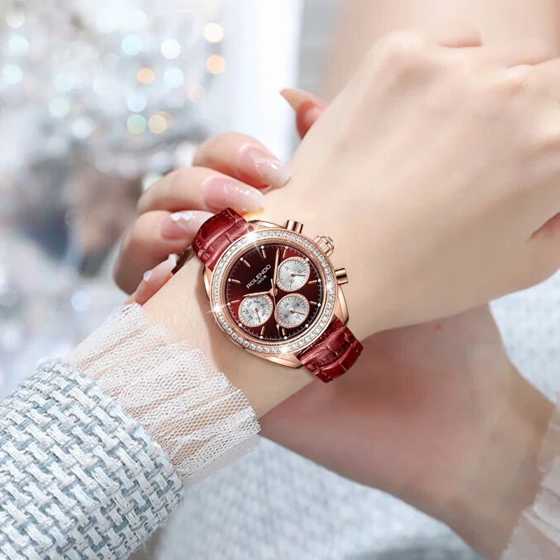 ROLENDO RL7107 Women’s Automatic Watch – Emerald Dial Diamond Luxury Smash Price Shop Women's Watch