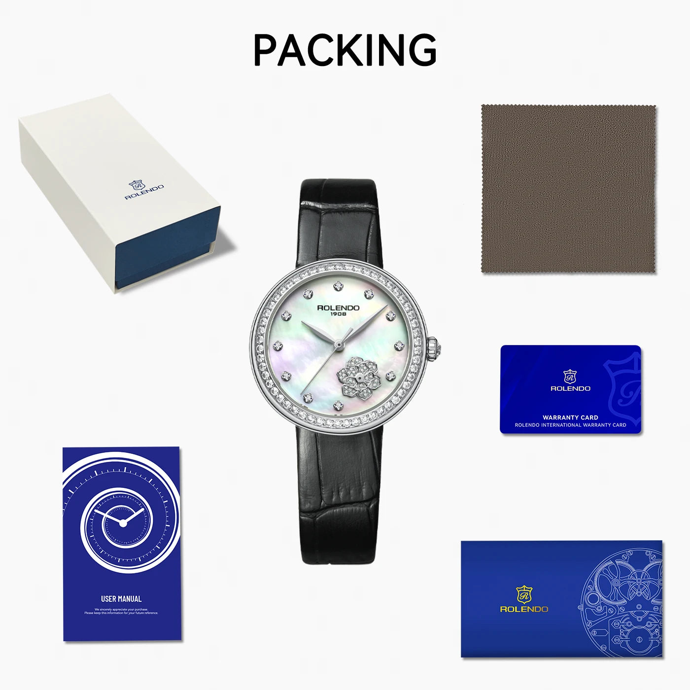 ROLENDO RL7109 Women’s Automatic Watch – Floral Diamond Sapphire Luxury Smash Price Shop Women's Watch