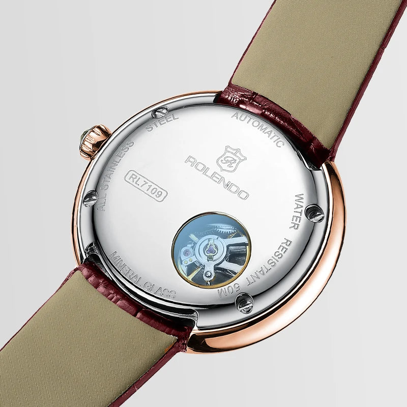 ROLENDO RL7109 Women’s Automatic Watch – Floral Diamond Sapphire Luxury Smash Price Shop Women's Watch
