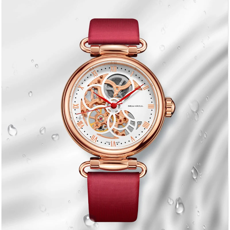 Seagull 6002L Women’s Skeleton Automatic Watch & Necklace Set – Sapphire Luxury Smash Price Shop Women's Watch