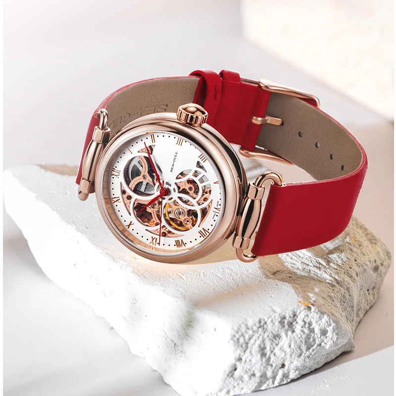 Seagull 6002L Women’s Skeleton Automatic Watch & Necklace Set – Sapphire Luxury Smash Price Shop Women's Watch