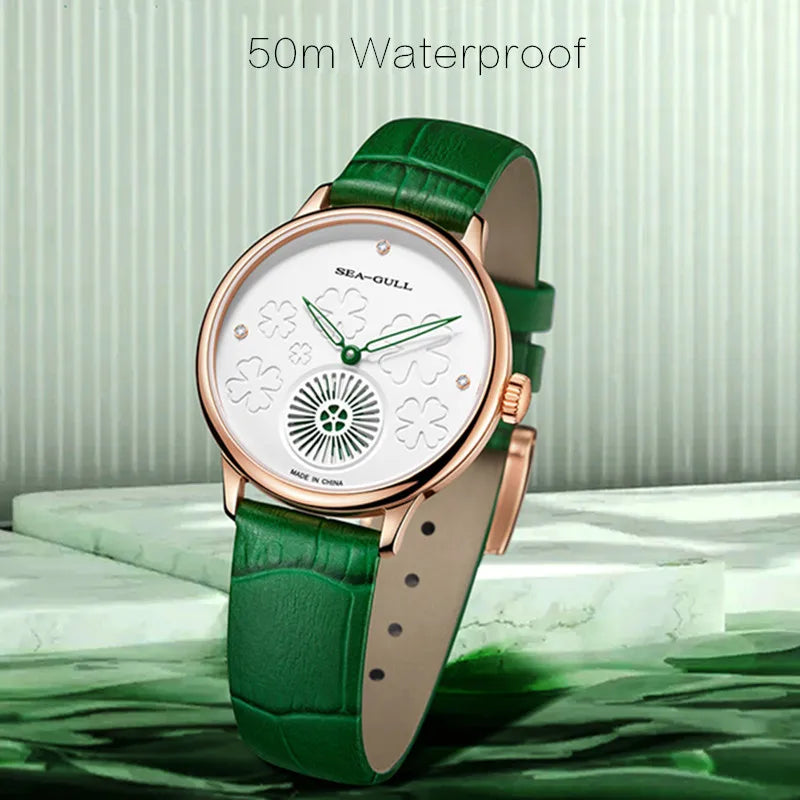 Seagull 6150L Ladies Automatic Skeleton Watch – Diamond Clover