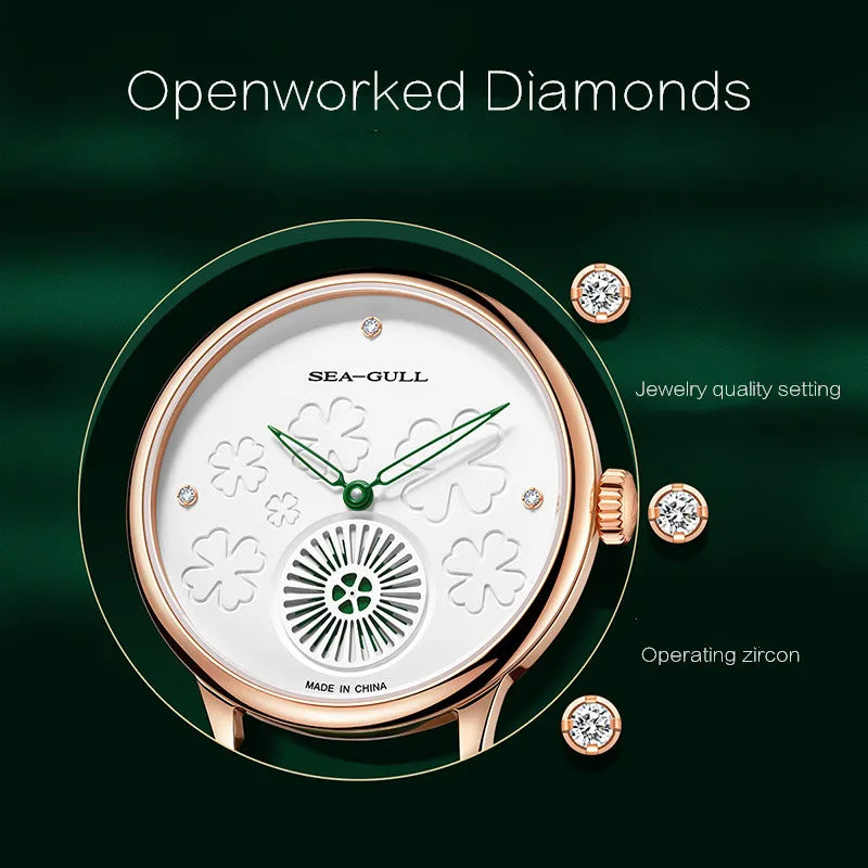 Seagull 6150L Ladies Automatic Skeleton Watch – Diamond Clover