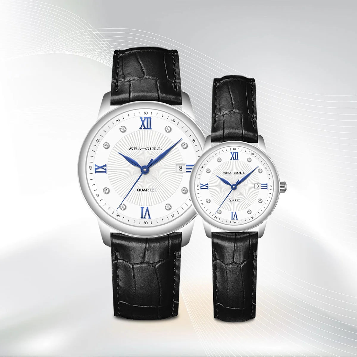 Seagull Quartz Couple Watch Leather Band