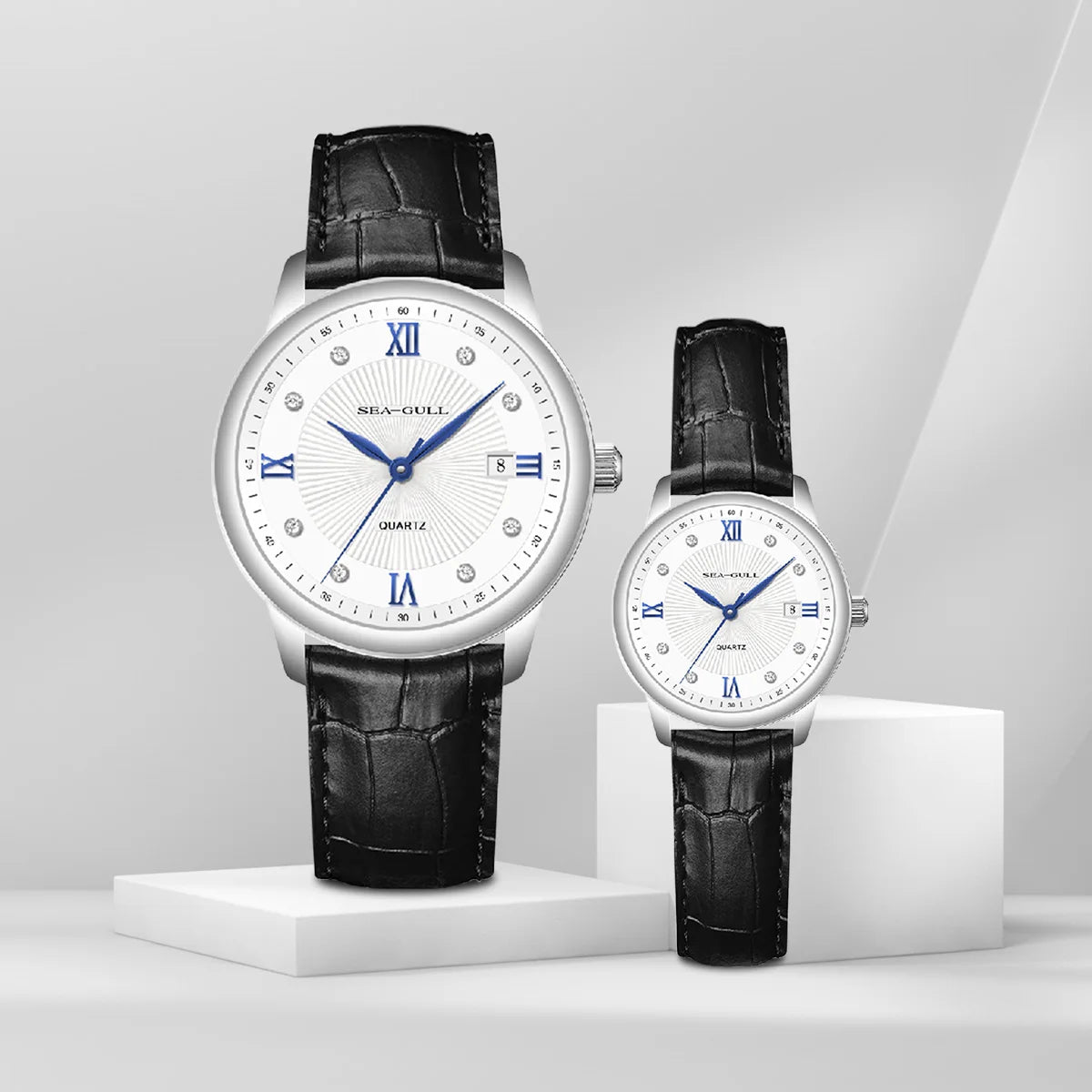 Seagull Quartz Couple Watch Leather Band