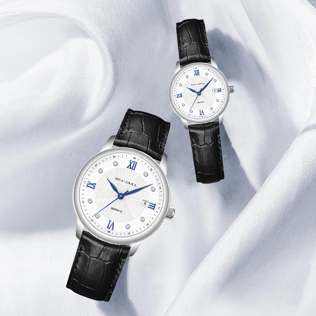 Seagull Quartz Couple Watch Leather Band