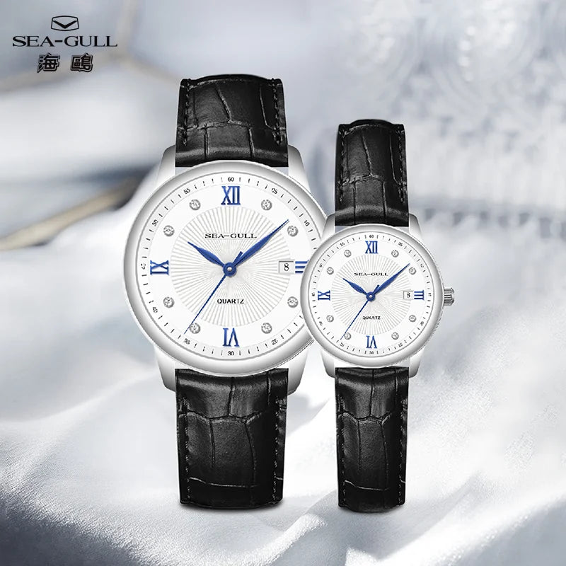 Seagull Quartz Couple Watch Leather Band