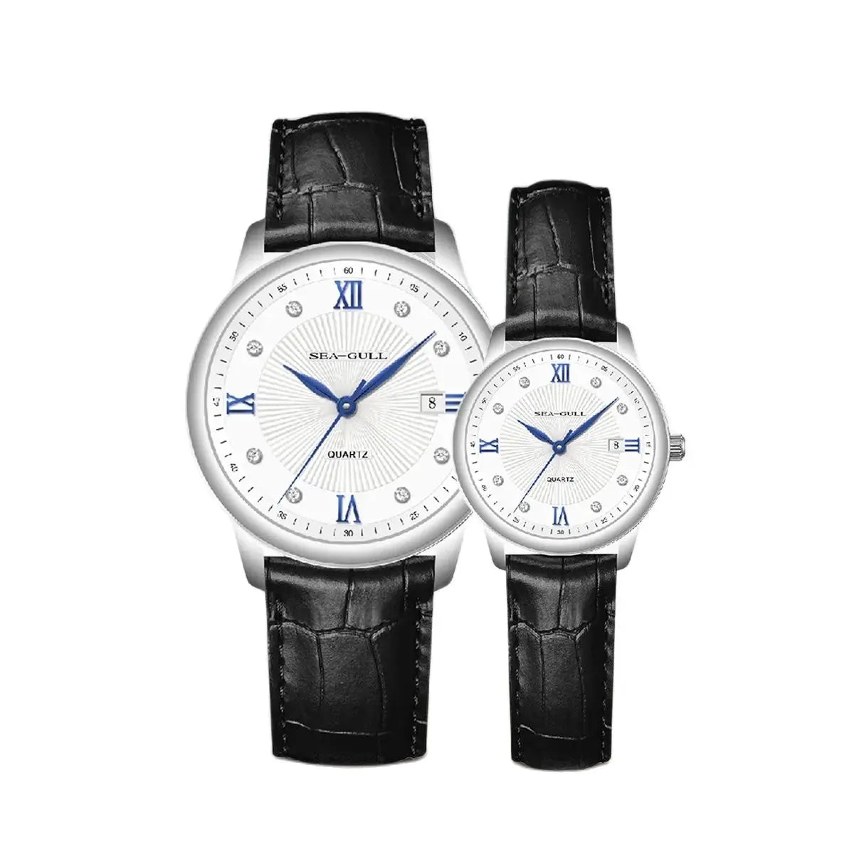 Seagull Quartz Couple Watch Leather Band