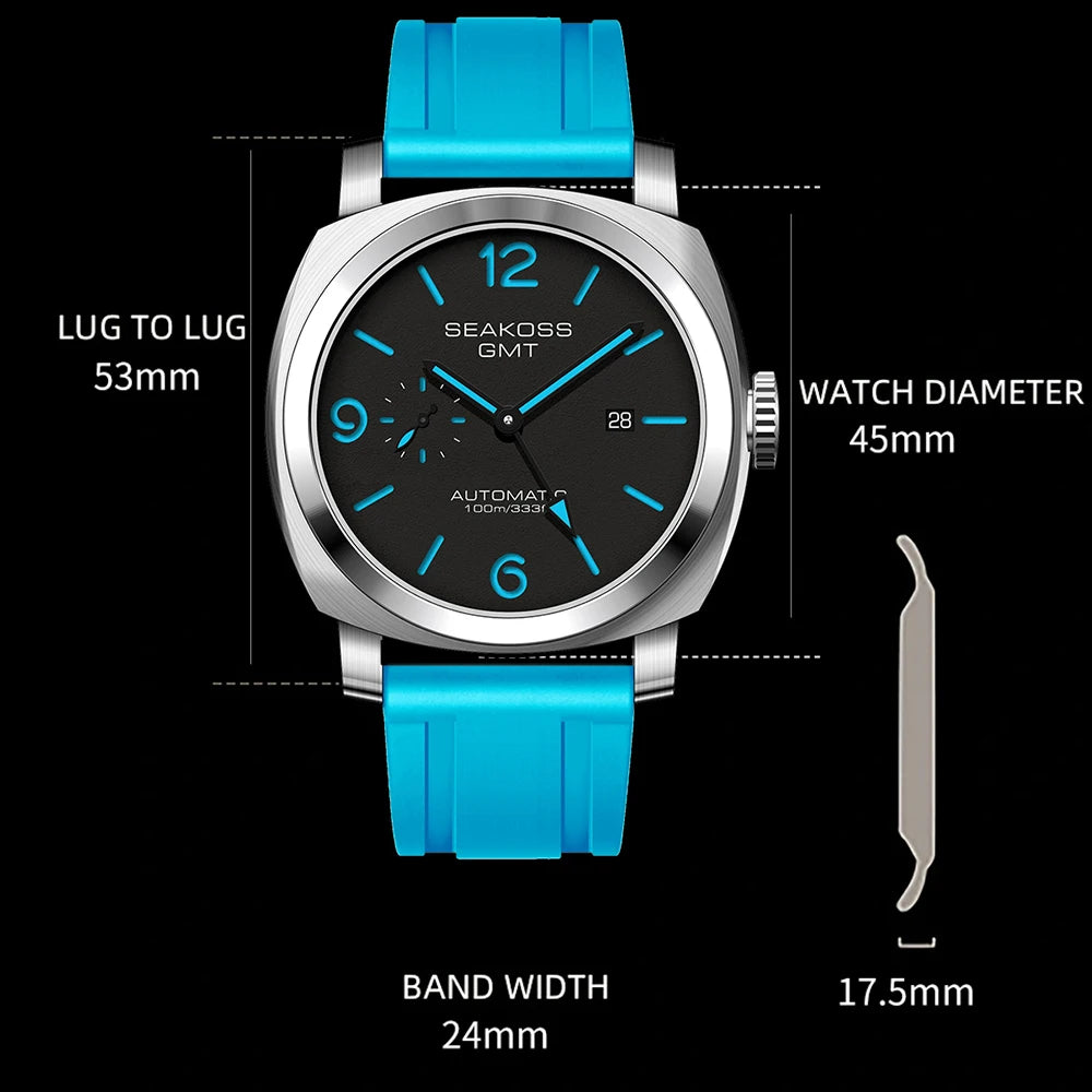 SEAKOSS GMT Super Luminous Dive Watch – 10ATM, 2557 Auto Smash Price Shop Men's Watch