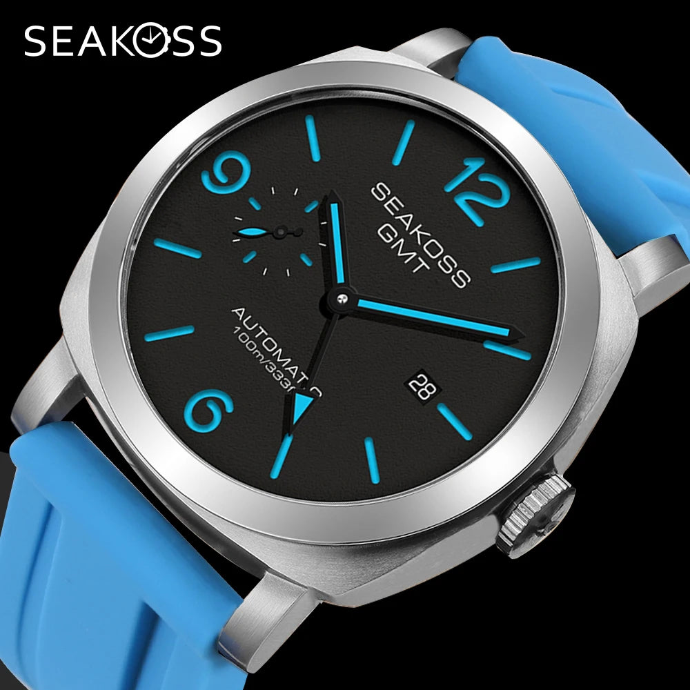 SEAKOSS GMT Super Luminous Dive Watch – 10ATM, 2557 Auto Smash Price Shop Men's Watch