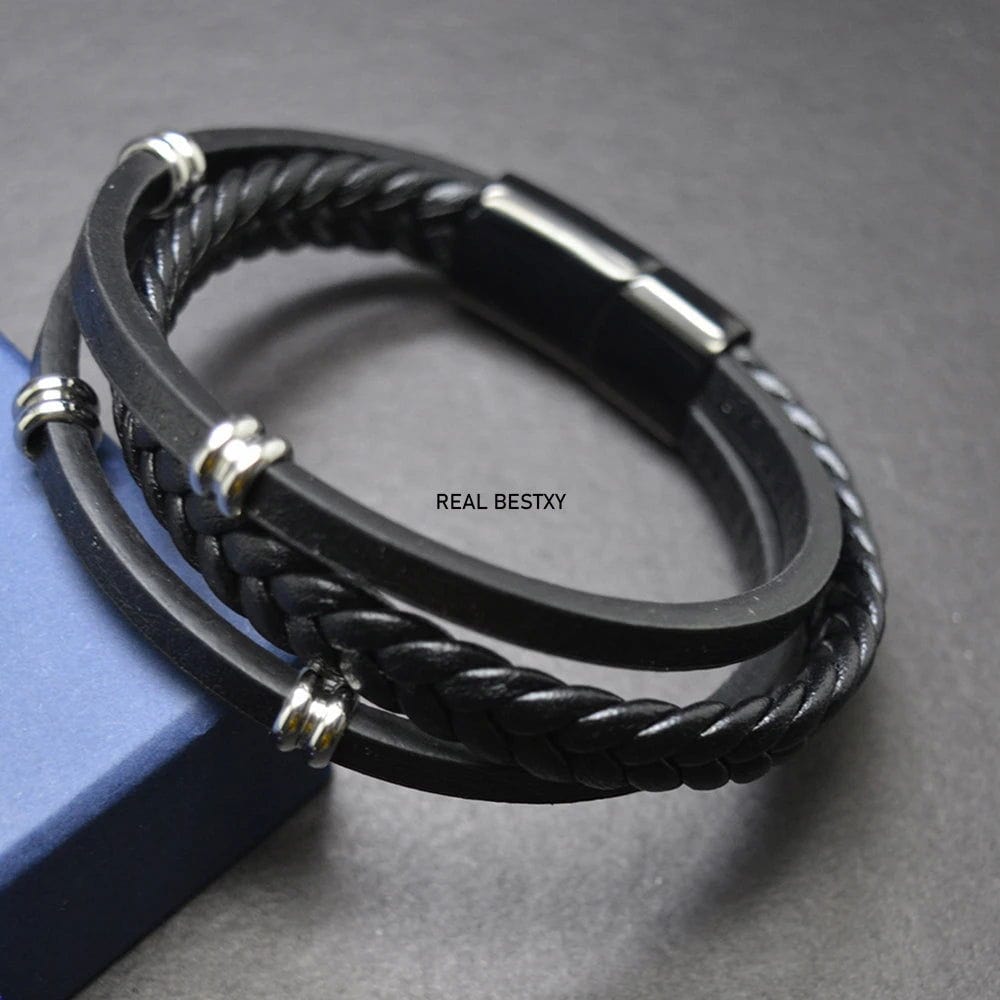 SPS - 5Pcs Men Leather Bracelets