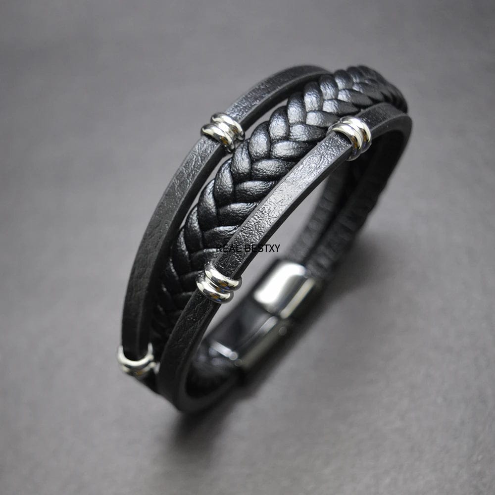 SPS - 5Pcs Men Leather Bracelets