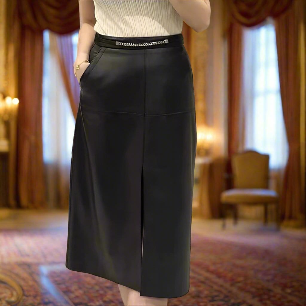 SPS - Chic Leather Slit Skirt