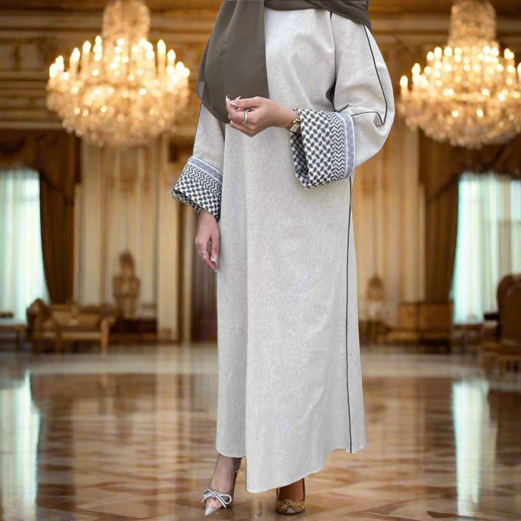 SPS - Keffiyeh Linen Closed Abaya