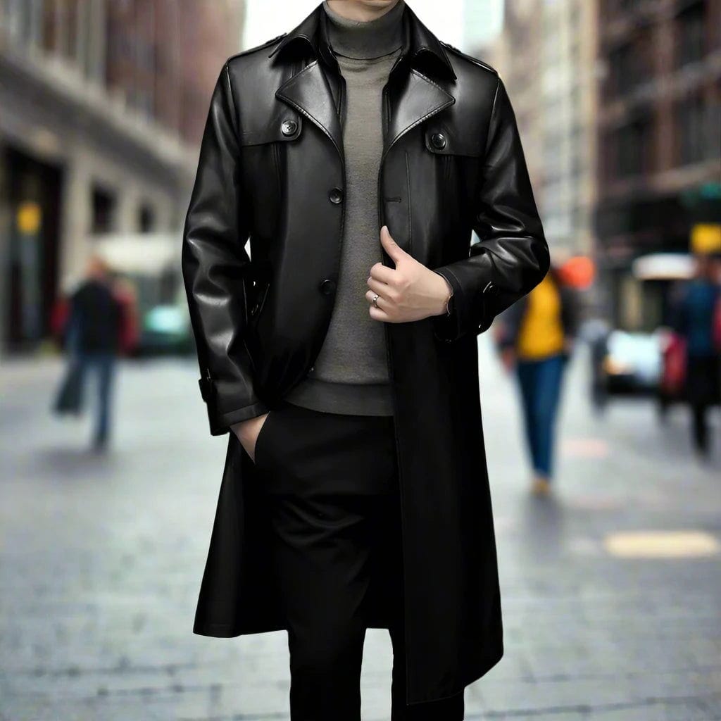 SPS - Winter Faux Leather Trench Coat