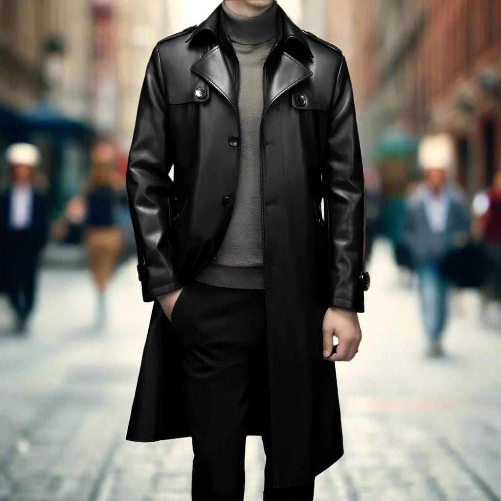 SPS - Winter Faux Leather Trench Coat