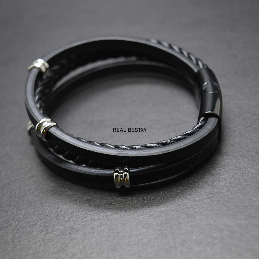 SPS - 5Pcs Men Leather Bracelets