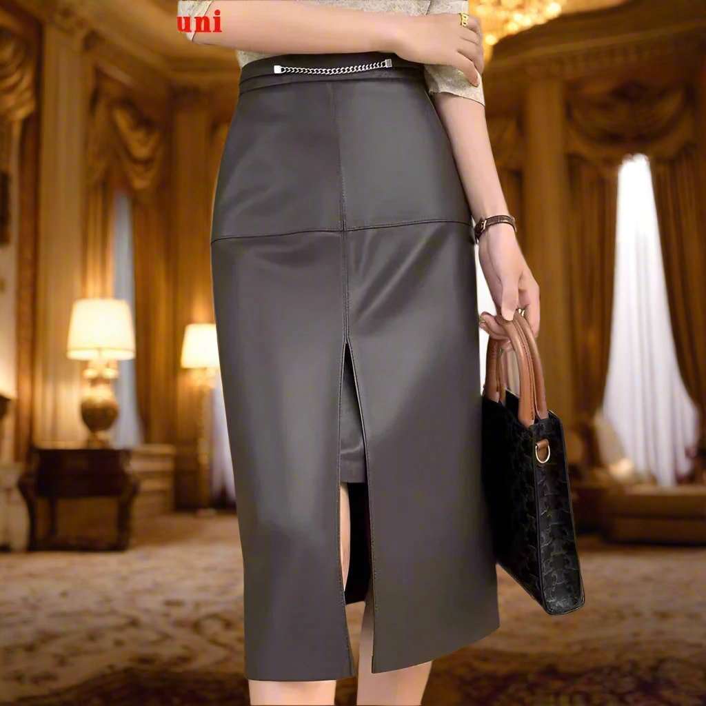 SPS - Chic Leather Slit Skirt