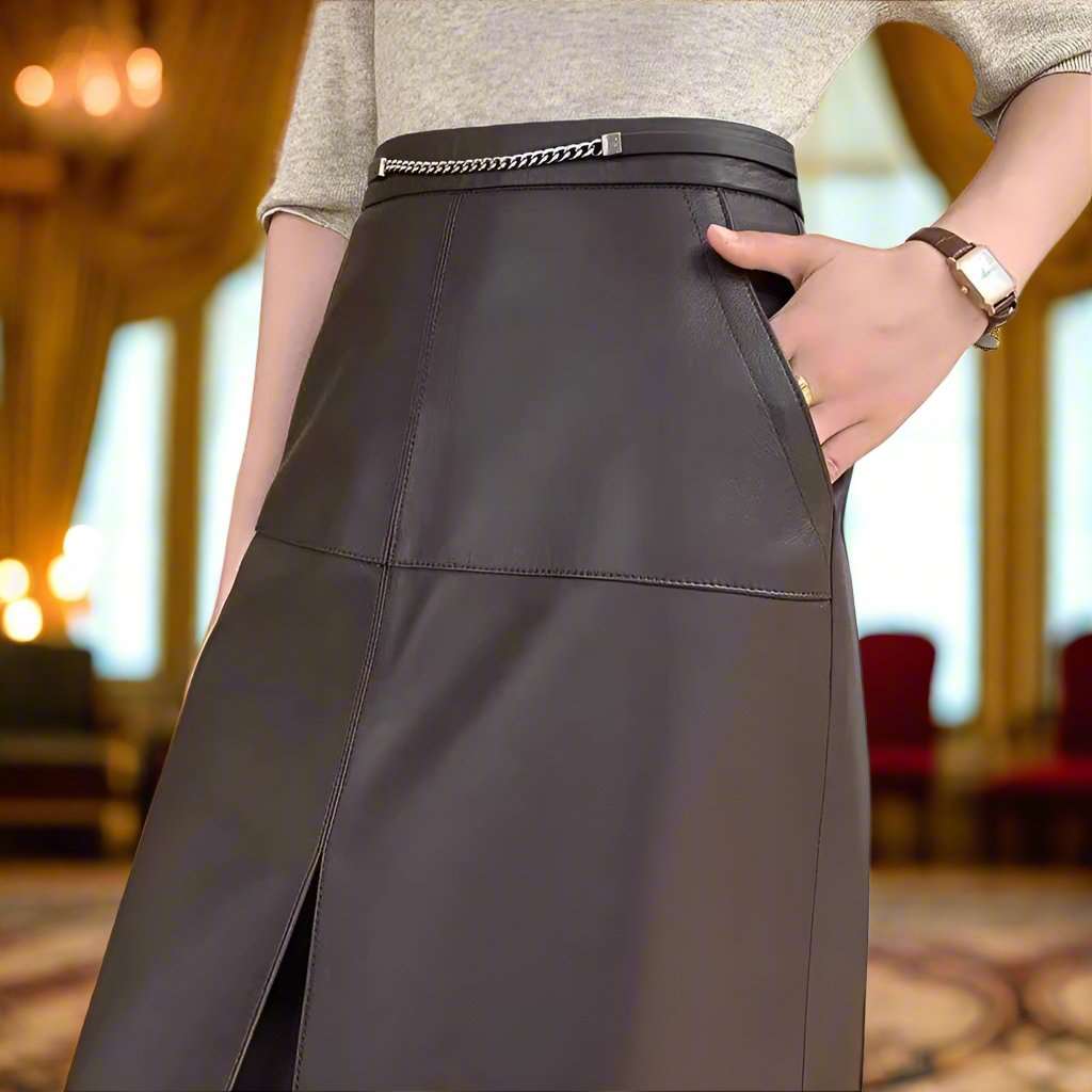 SPS - Chic Leather Slit Skirt