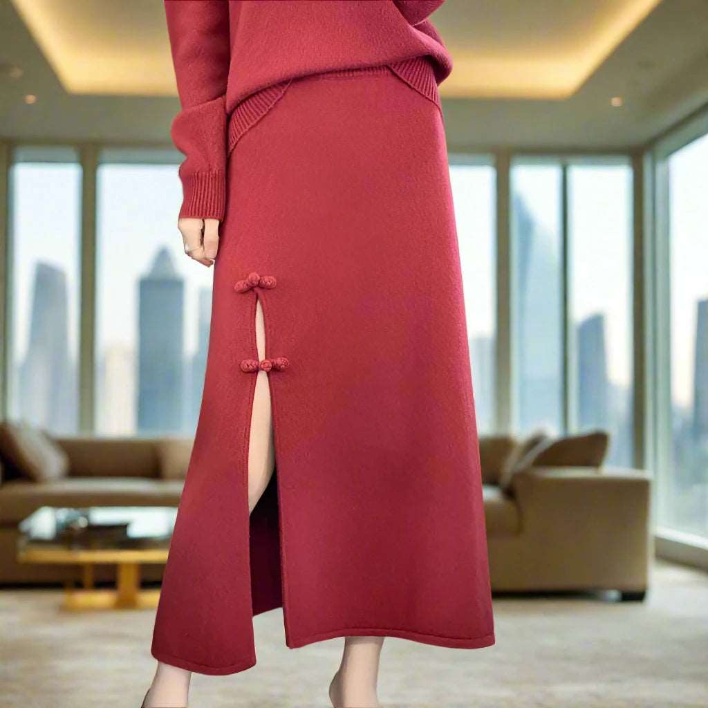 SPS - 100% Wool High-Waist Skirt