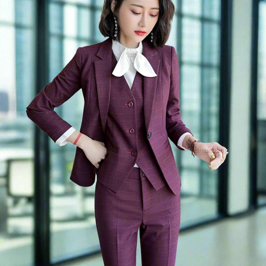 SPS - Plaid 3-Piece Women's Pant Suit