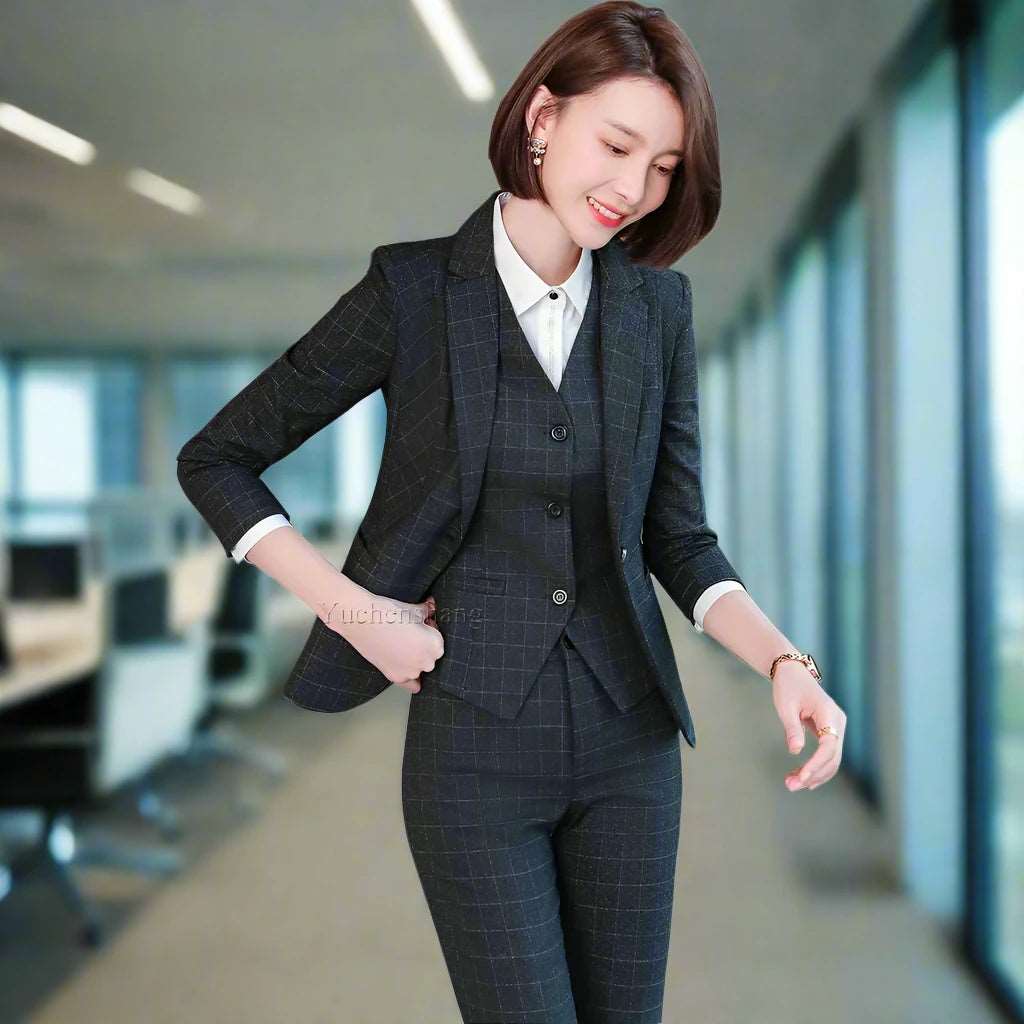 SPS - Plaid 3-Piece Women's Pant Suit