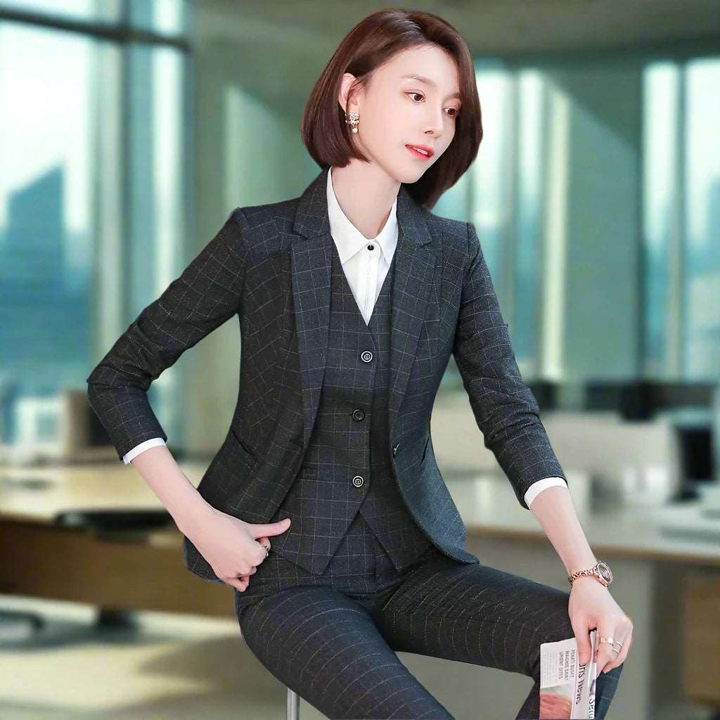 SPS - Plaid 3-Piece Women's Pant Suit