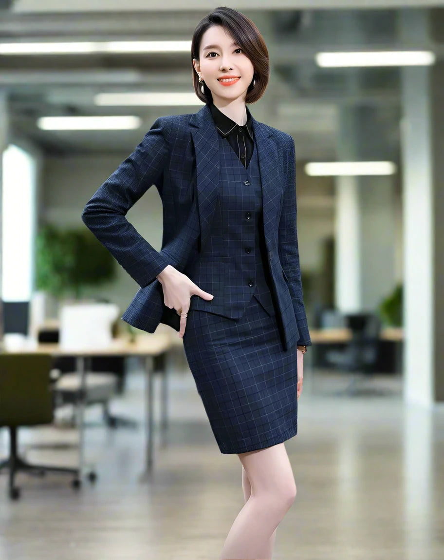 SPS - Plaid Women's 3-Piece Business Suit