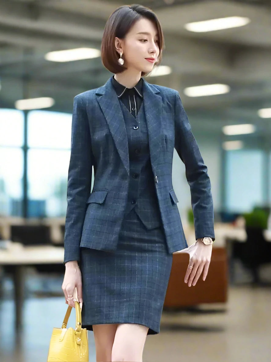 SPS - Plaid Women's 3-Piece Business Suit