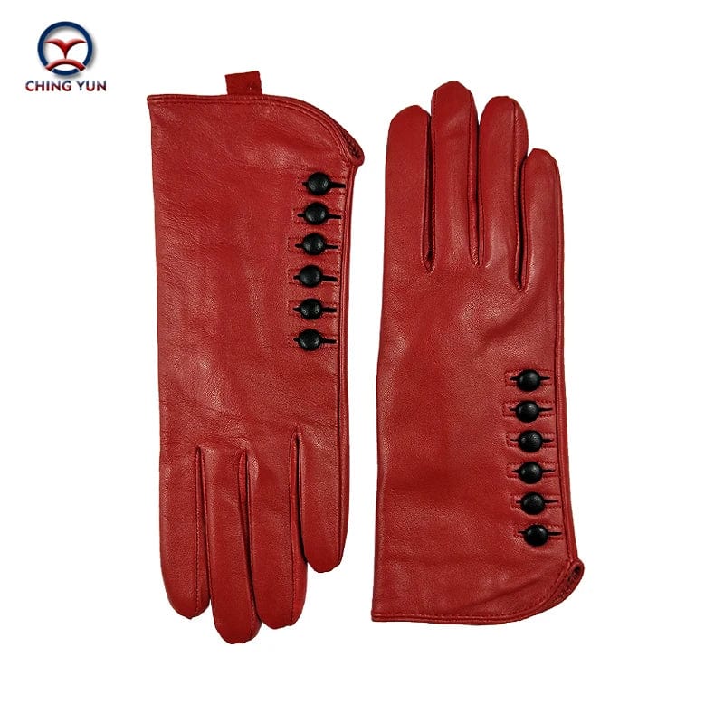 SPS - Elegant Women's 6-Buckle Leather Gloves