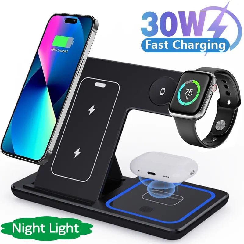 SPS - 30W LED 3-in-1 iPhone Foldable Wireless Charger